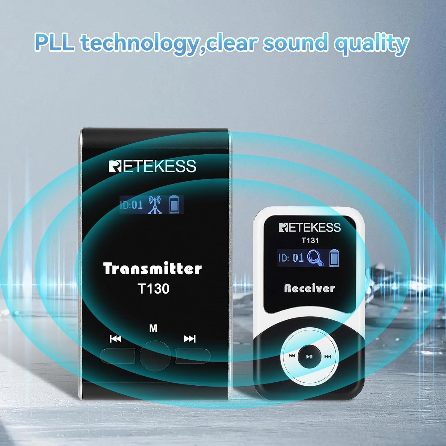 Retekess T130 Wireless Tour Guide System, Church Translation System, Easy to Set Up, Clear Sound Quality, Tour Guide Headsets for Plant Tour, School (1 Transmitter 15 Receivers)