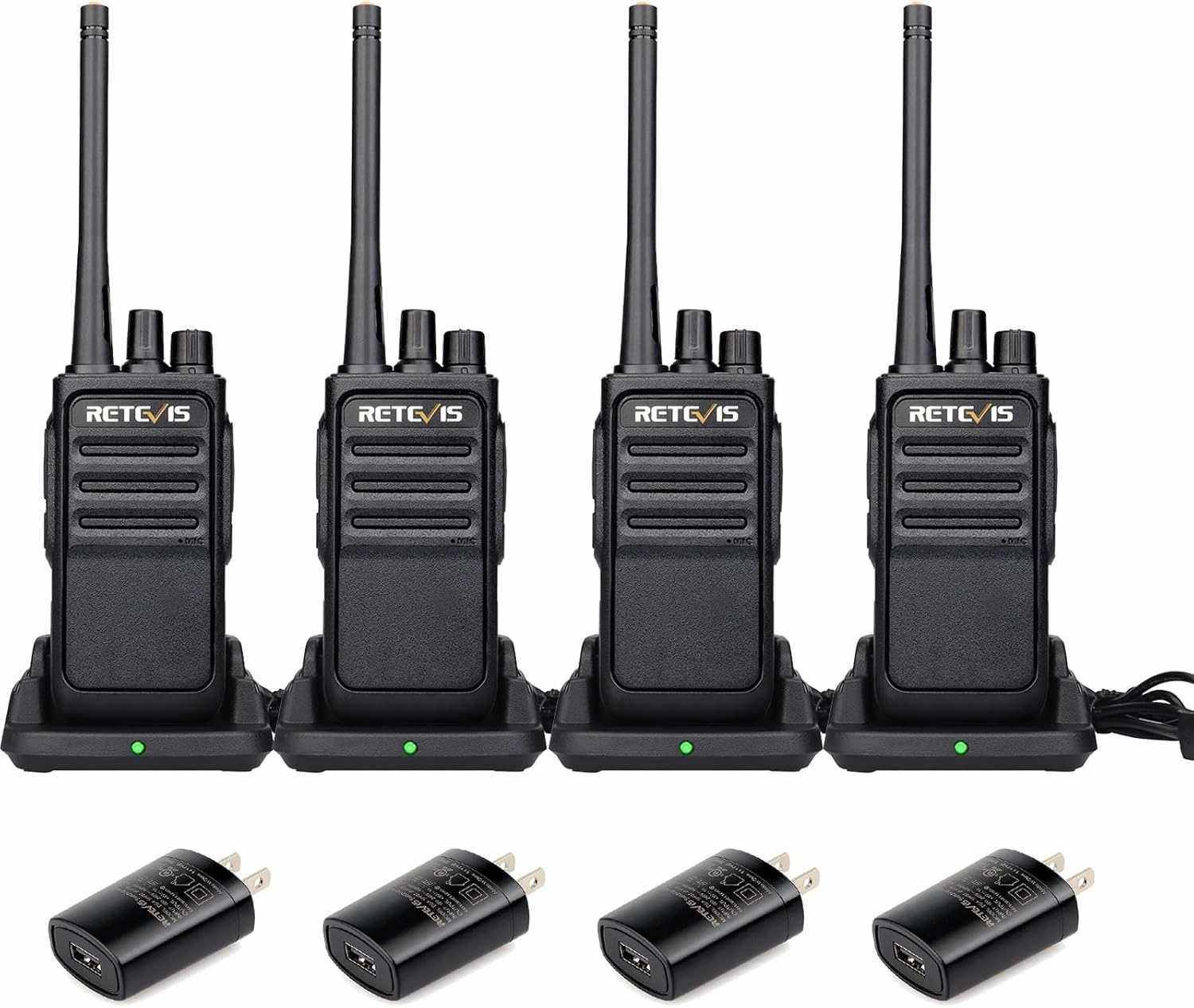 Retevis RT17 Walkie Talkies Long Range for Adults,Rechargeable 2 Way Radios with USB Charger Base, Lightweight Two Way Radio with 1200mAh Battery, Handsfree for Family Skiing Hunting Gifts(4 Pack)