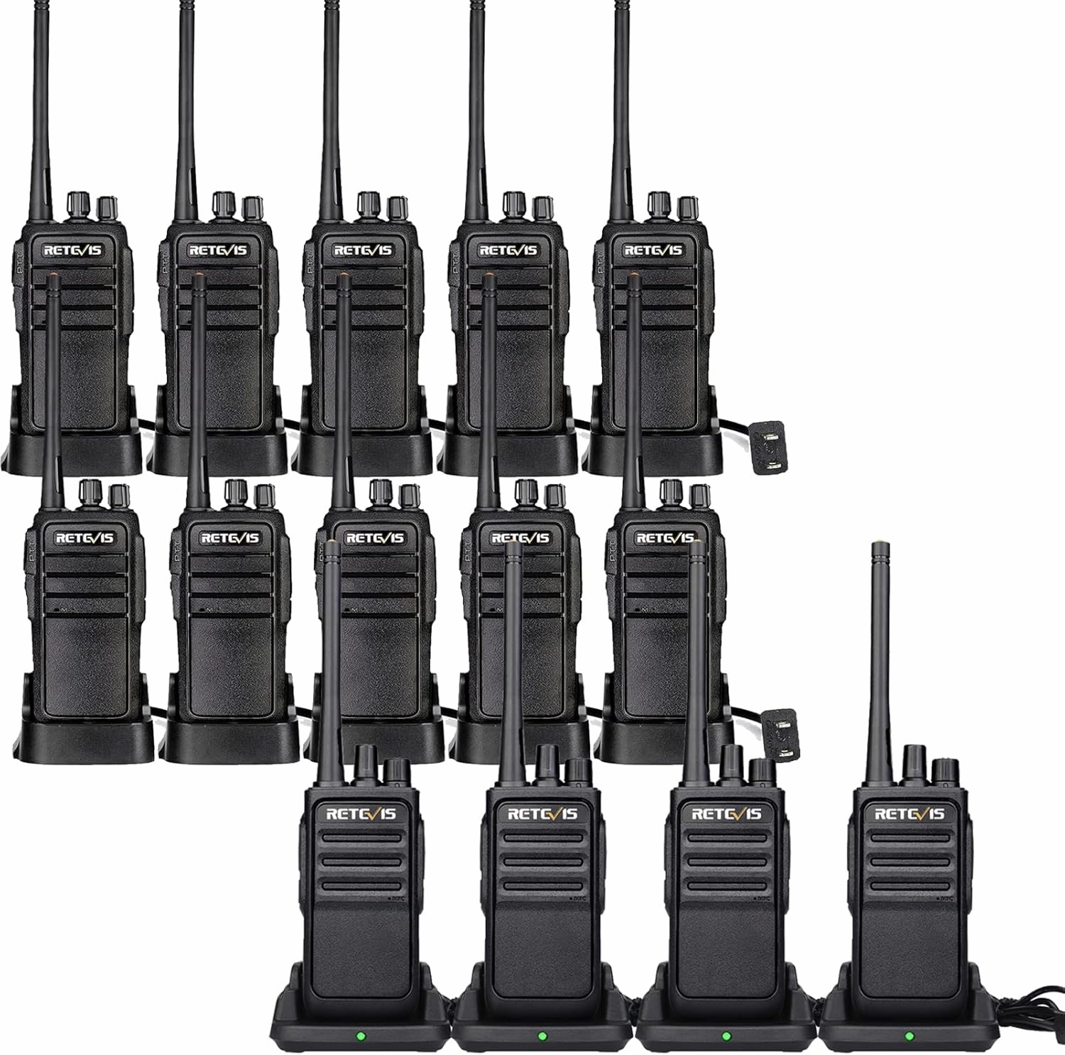 Retevis RT21 Two-Way Radios(10 Pack) Bundle with RT17 Walkie Talkies Long Range for Adults(4 Pack),Rugged Two Way Radio for School Church Restaurant Commercial Business