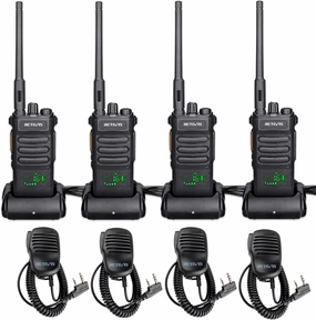 Retevis RT86 2 Way Radio Long Range,High Power Walkie Talkies for Adults with Shoulder Mic,Heavy Duty Two Way Radios Rechargeable,2600mAh,USB,Handheld Professional/Business Radio for Warehouse(4 Pack)