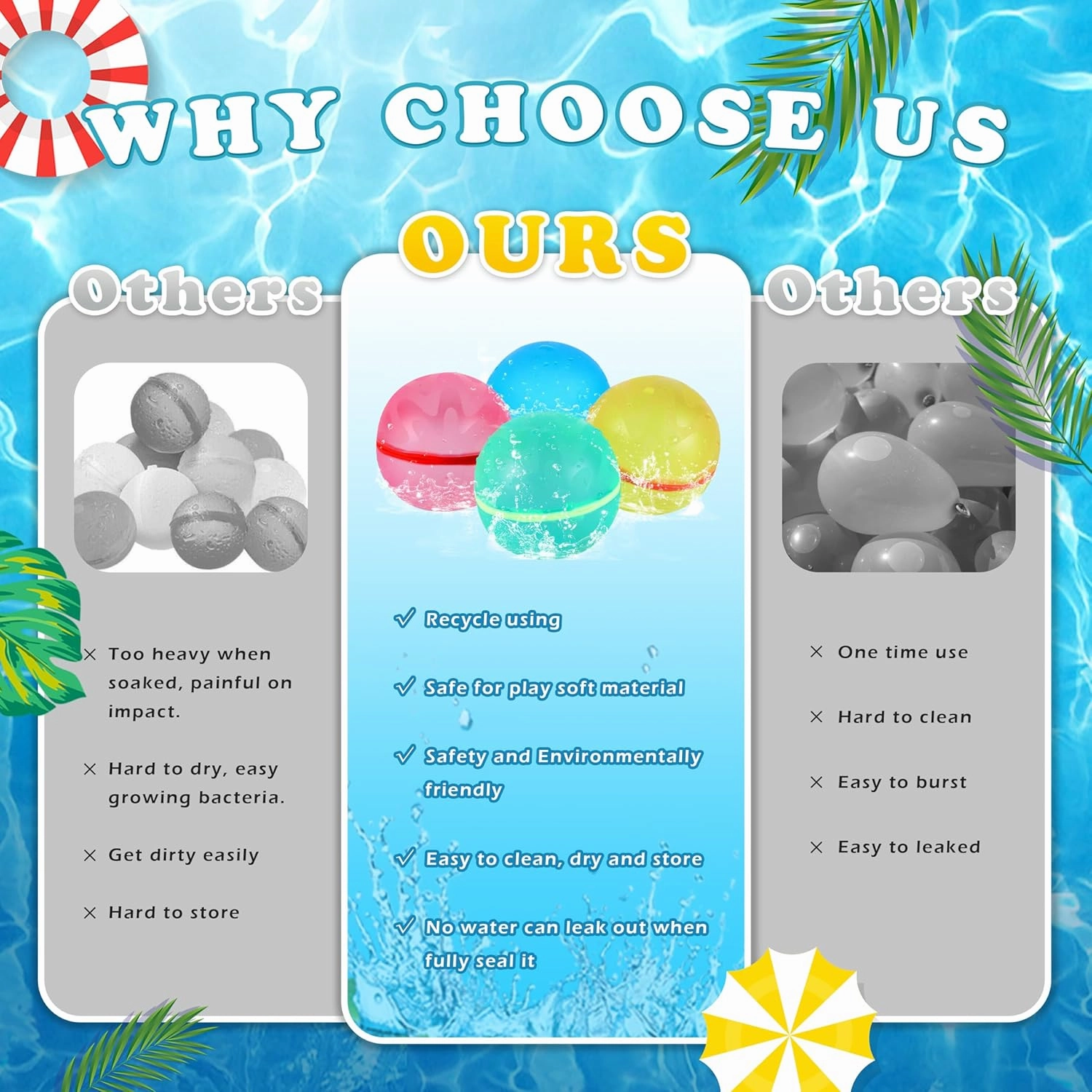 Reusable Water Balloons for Kids Adults, Outdoor Toys, Pool Toys, Self-Sealing Water Bomb for Kids, Magnetic Easy Quick Fill Water Ball, Summer Fun Splash Water Bomb Party Supplies(30 PCS)