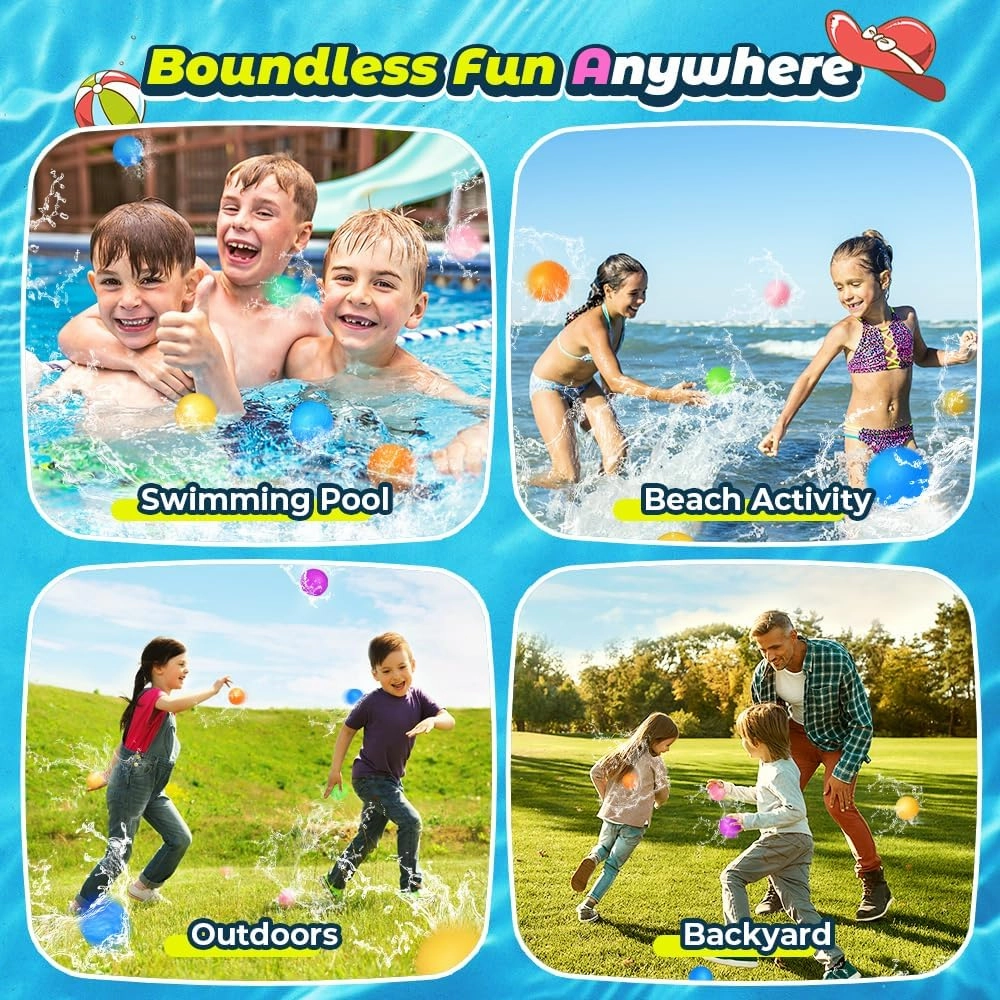 Reusable Water Balloons, Water Bombs Splash Ball, Magnetic Water Ball for Outdoor Games, Summer Party(8Pcs)