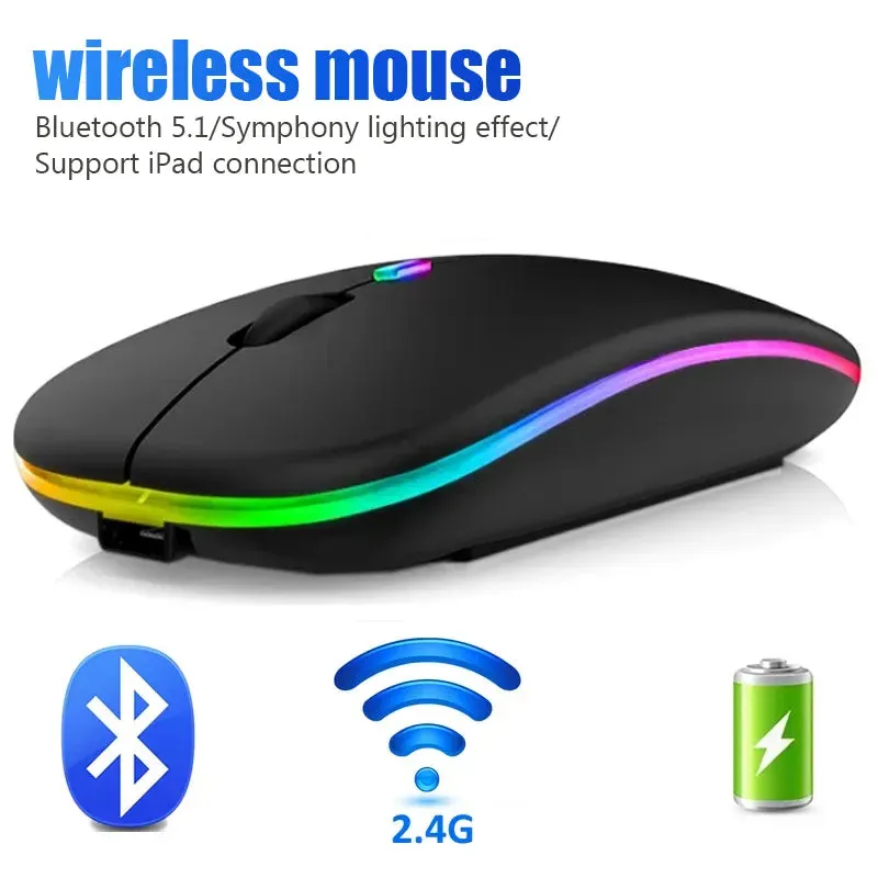 RGB Rechargeable Bluetooth Wireless Gaming Mouse - LED Backlit