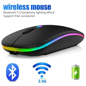 RGB Rechargeable Bluetooth Wireless Gaming Mouse - LED Backlit