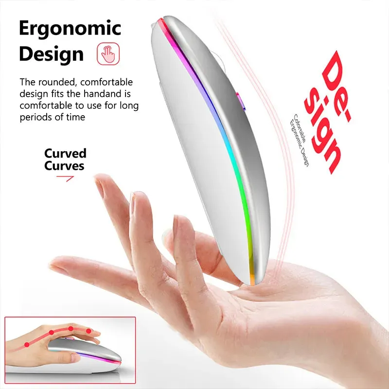 RGB Rechargeable Bluetooth Wireless Gaming Mouse - LED Backlit
