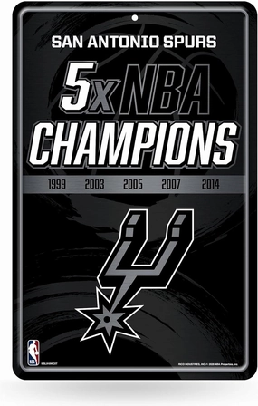 Rico Industries NBA Multi Time Champions Large Metal Sign 11" x 17" Large Metal Home Décor Sign - Great Gift