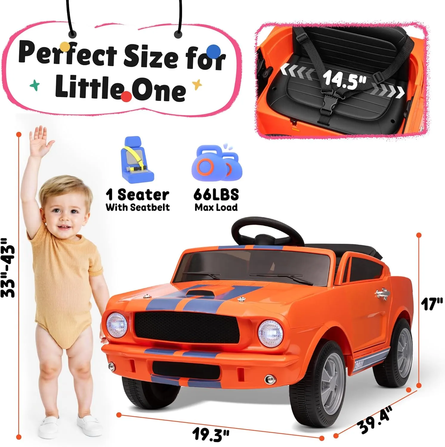 Ride On Car for Toddler, 12V Licensed Shelby Cobra Ride on Toy Cars for Kids W/Parent Remote Control, Soft Start, Bluetooth, Music, 12V Battery Powered Kids Electric Vehicle for Boys Girls