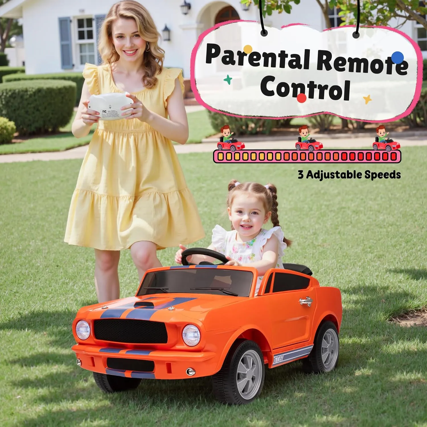 Ride On Car for Toddler, 12V Licensed Shelby Cobra Ride on Toy Cars for Kids W/Parent Remote Control, Soft Start, Bluetooth, Music, 12V Battery Powered Kids Electric Vehicle for Boys Girls