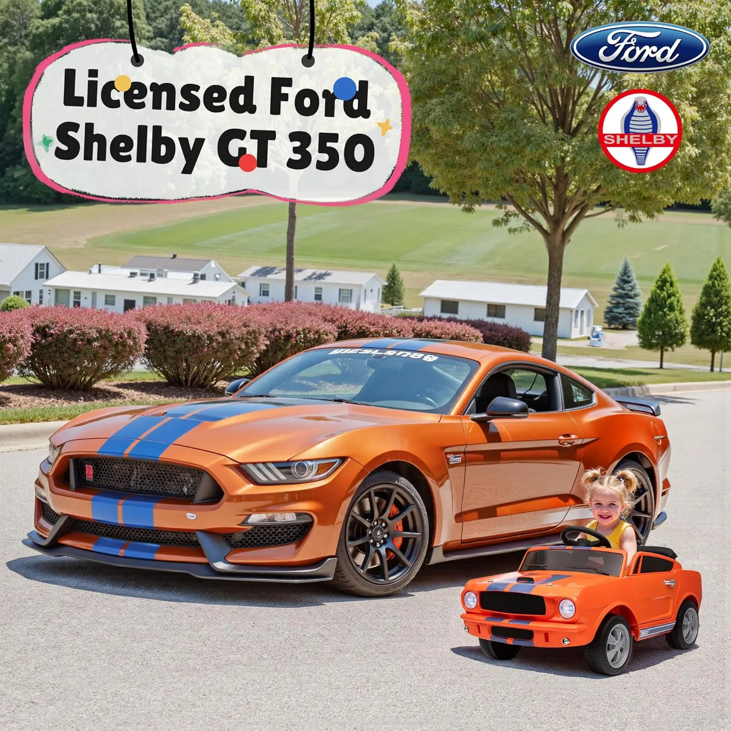 Ride On Car for Toddler, 12V Licensed Shelby Cobra Ride on Toy Cars for Kids W/Parent Remote Control, Soft Start, Bluetooth, Music, 12V Battery Powered Kids Electric Vehicle for Boys Girls