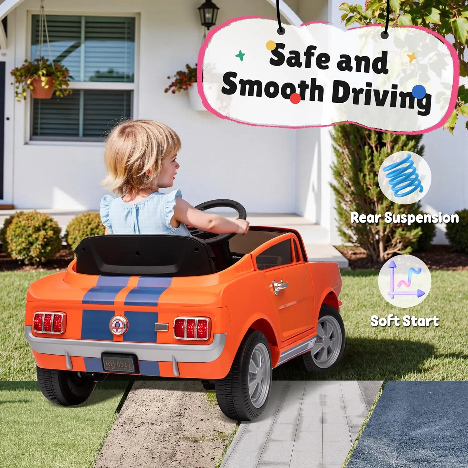 Ride On Car for Toddler, 12V Licensed Shelby Cobra Ride on Toy Cars for Kids W/Parent Remote Control, Soft Start, Bluetooth, Music, 12V Battery Powered Kids Electric Vehicle for Boys Girls