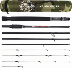 Rigged & Ready X Series Travel Fishing Rods. 6 Super Compact, Multi-Functional, Portable, Spin, Bass, Carp, Lure, Float, Fly Combos   Poles. 4 or 6 Tips & 5 to 25 Techniques Freshwater & Saltwater