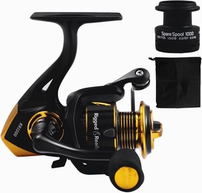 Rigged and Ready RR Spin Fishing reels 1000, 3000, 6000. Freshwater Saltwater Smooth Strong Durable Salt Protected. 4 1 Bearing. Spare Spool   Bag. Carp bass coarse Spin sea LRF Angling