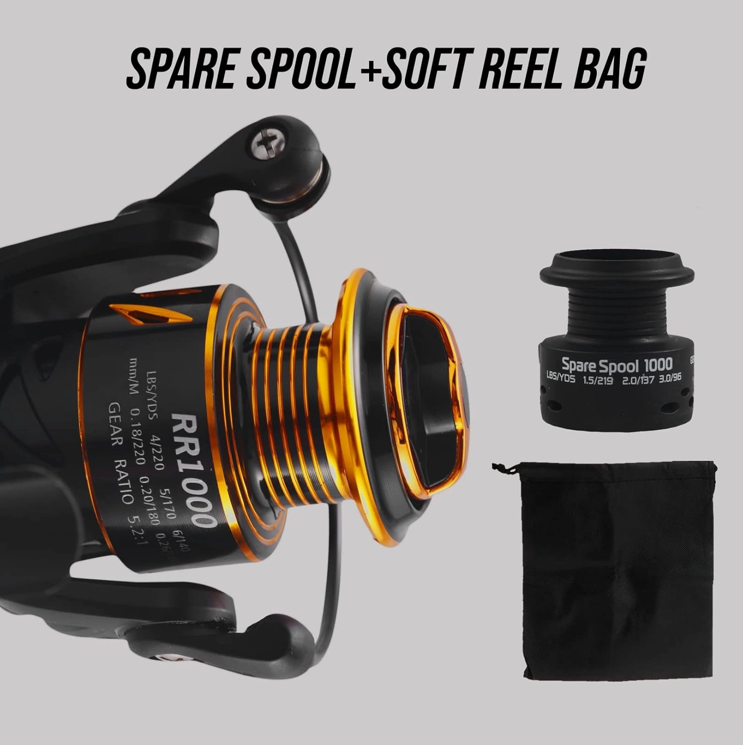 Rigged and Ready RR Spin Fishing reels 1000, 3000, 6000. Freshwater Saltwater Smooth Strong Durable Salt Protected. 4 1 Bearing. Spare Spool   Bag. Carp bass coarse Spin sea LRF Angling