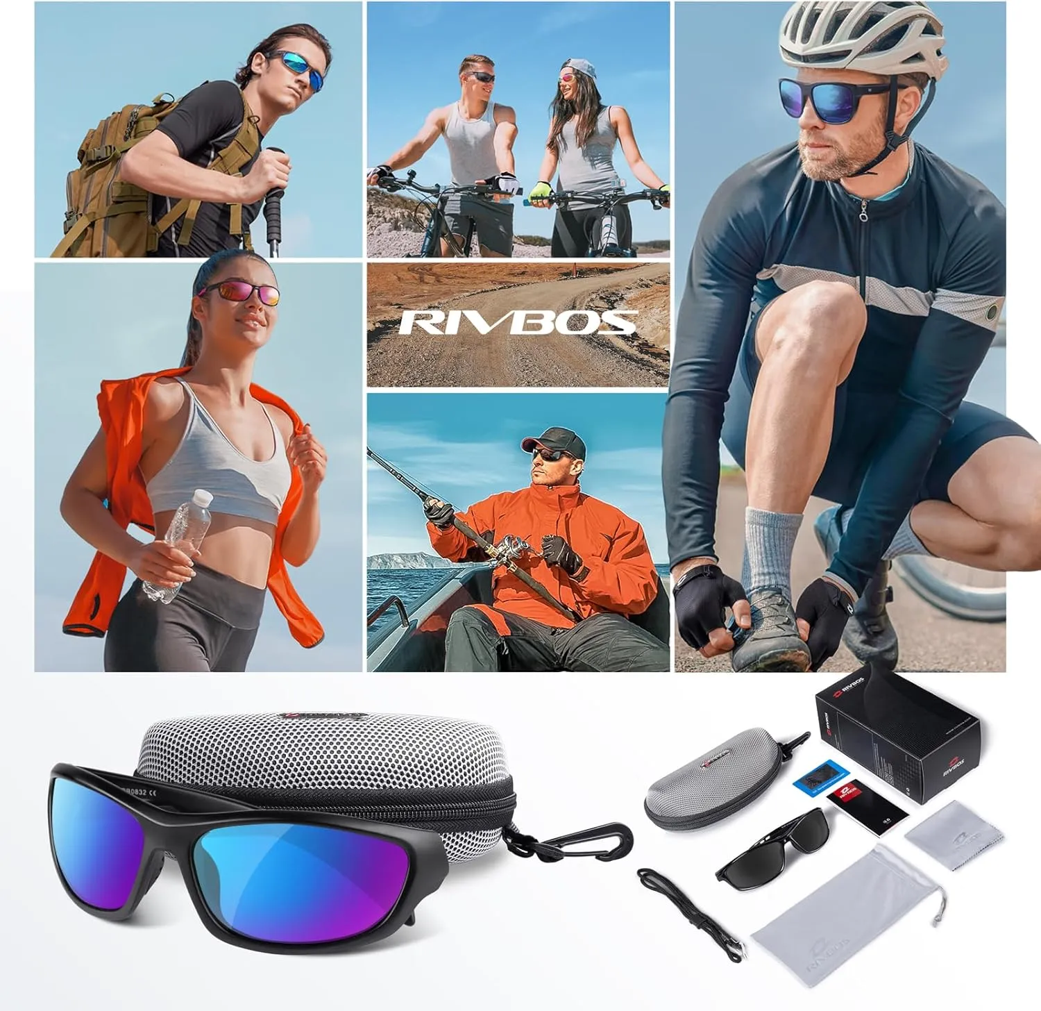 RIVBOS Polarized Sunglasses UV400 Protection for Men's and Women's Fishing, Cycling, and Outdoor Activities RB832