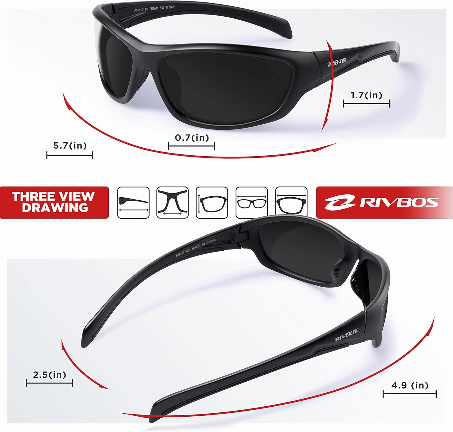 RIVBOS Polarized Sunglasses UV400 Protection for Men's and Women's Fishing, Cycling, and Outdoor Activities RB832