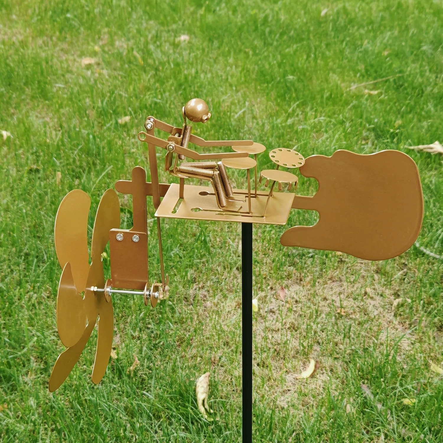 Rockband Windmill, Wind Drummer, Metal Rock Band Wind Mill, Wind Drummer Garden Whirligig, Wind Mill for Yard and Garden