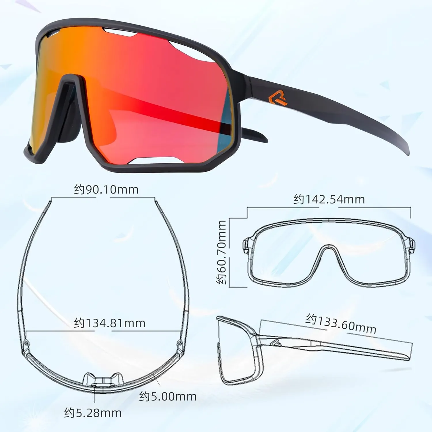 ROCKBROS Polarized Sunglasses Cycling Glasses Sports Sunglasses UV400 Protection for Women Men 3 Lenses