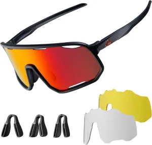 ROCKBROS Polarized Sunglasses Cycling Glasses Sports Sunglasses UV400 Protection for Women Men 3 Lenses