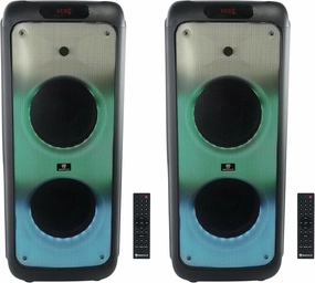 Rockville (2) BASS Party 10 Rechargeable LED Bluetooth Speakers w/Wireless Link