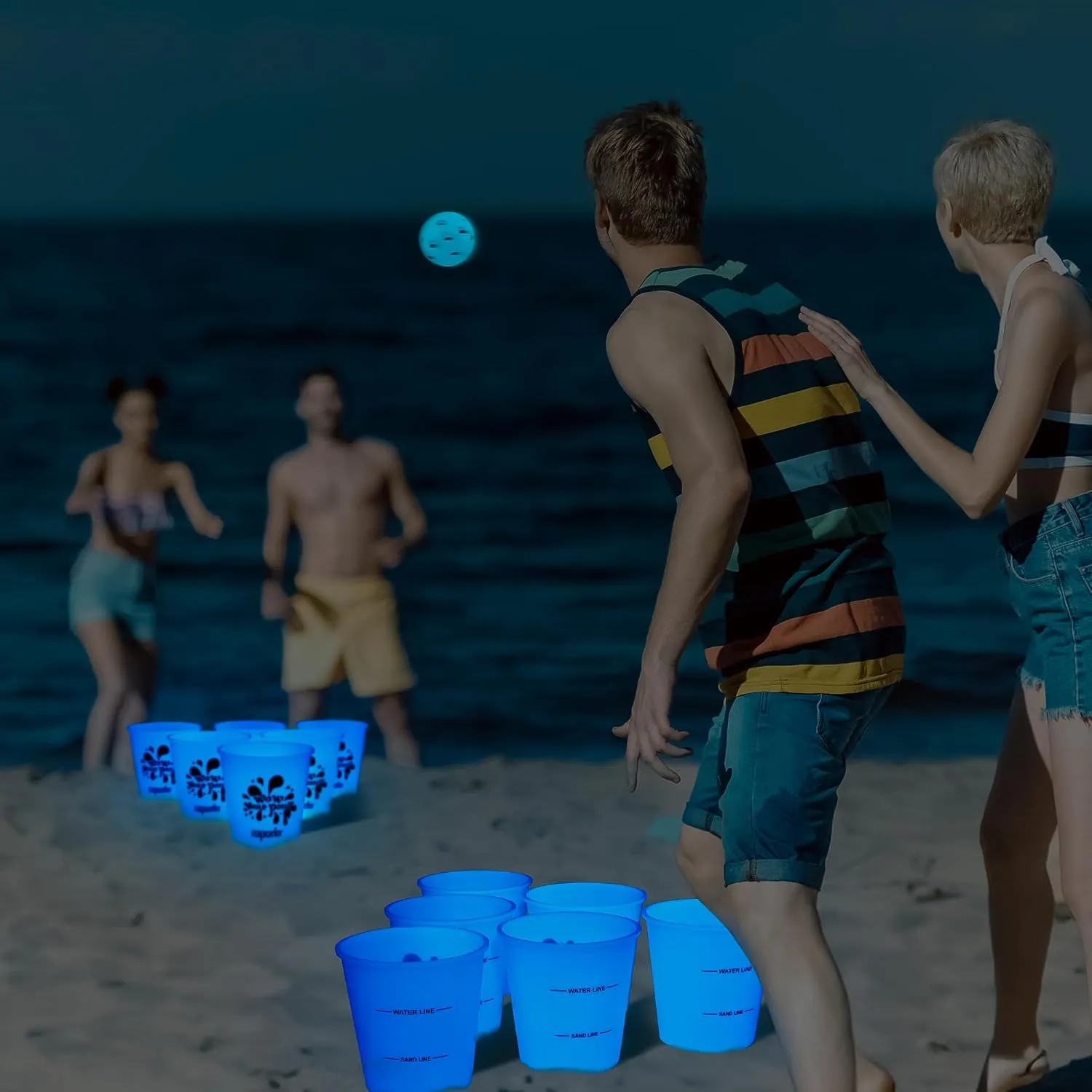 ropoda Giant Yard Pong,Yard Games with Durable Buckets and Balls, Outdoor Game with Carry Bag for The Beach,Lawn, Great Gift Choice for Families（Blue）