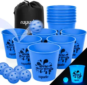 ropoda Giant Yard Pong,Yard Games with Durable Buckets and Balls, Outdoor Game with Carry Bag for The Beach,Lawn, Great Gift Choice for Families（Blue）