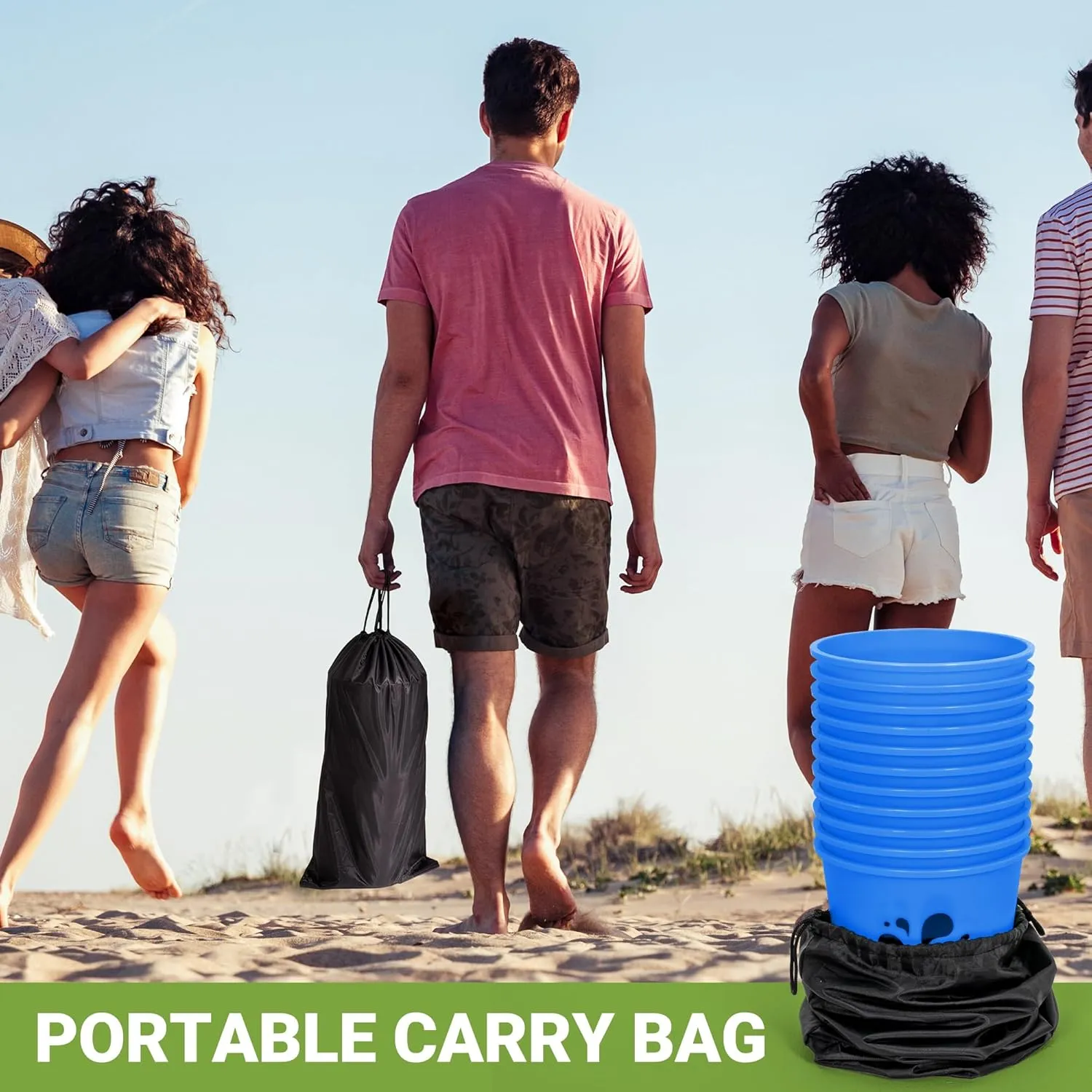 ropoda Giant Yard Pong,Yard Games with Durable Buckets and Balls, Outdoor Game with Carry Bag for The Beach,Lawn, Great Gift Choice for Families（Blue）