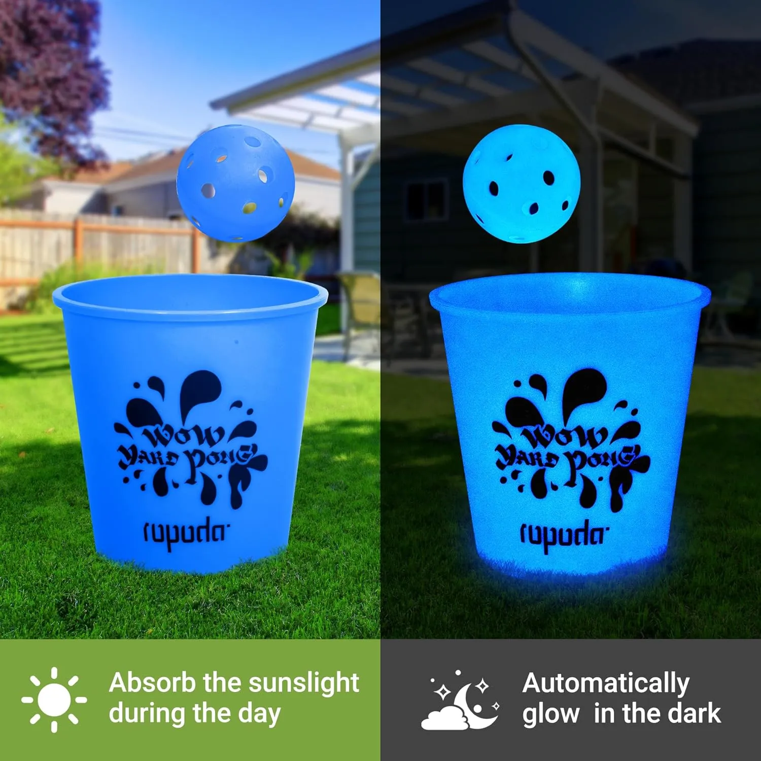 ropoda Giant Yard Pong,Yard Games with Durable Buckets and Balls, Outdoor Game with Carry Bag for The Beach,Lawn, Great Gift Choice for Families（Blue）