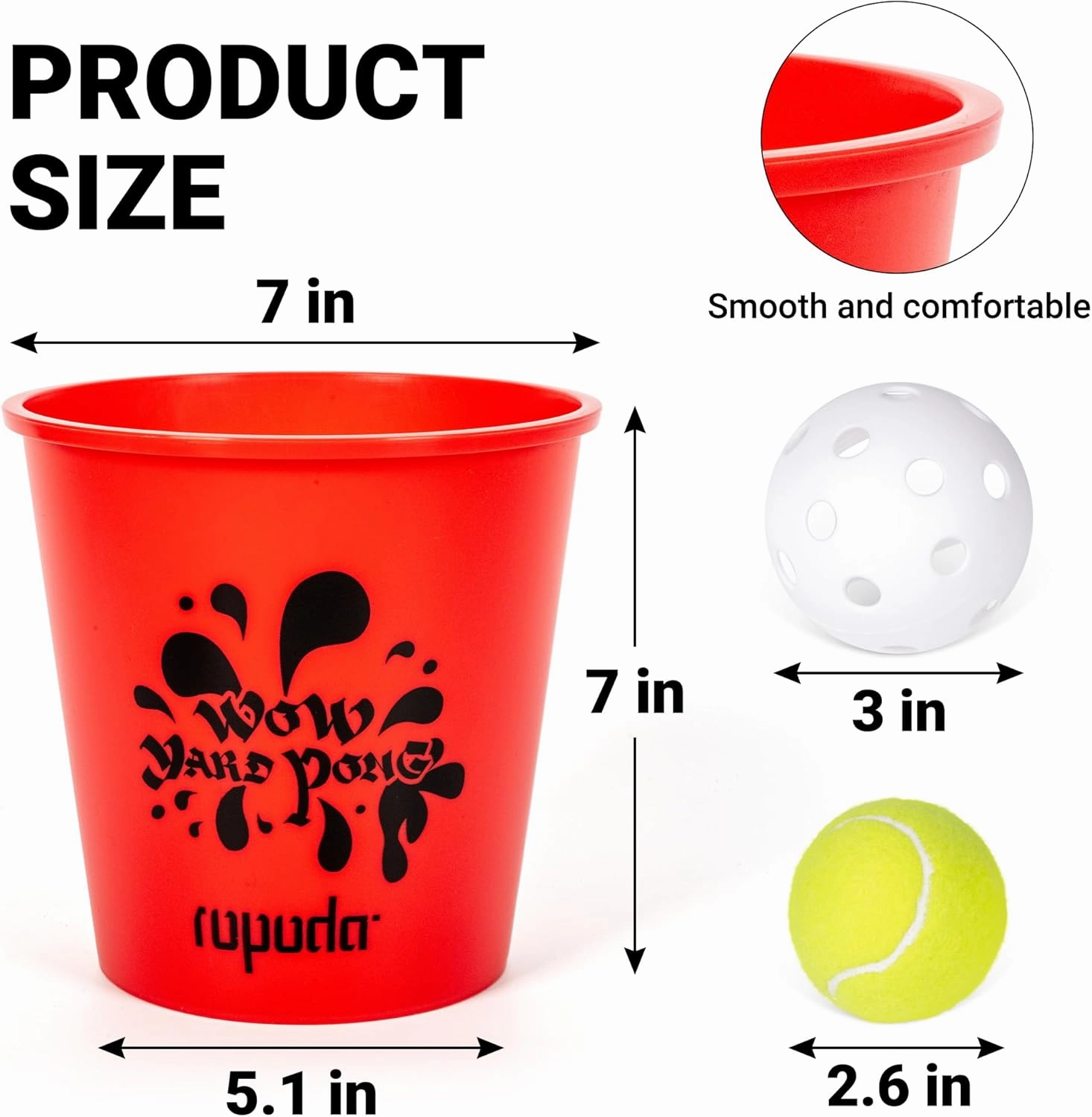ropoda Giant Yard Pong,Yard Games with Durable Buckets and Balls - Choose Red Large, XL, or Green - Glow in The Dark, Outdoor Game with Carry Bag for The Beach,Lawn, Great Gift Choice for Families