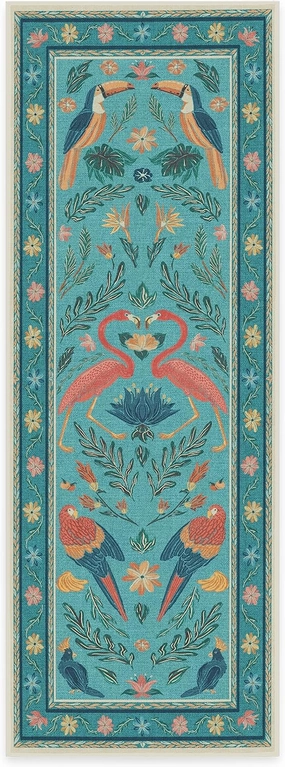 Ruggable Washable 2x7 Runner Rug, Birds Of A Feather Aqua, Premium Modern Rugs for Hallway, Kitchen, Entryway, Living Room, Bedroom, Office with Gripper Non Slip Pad, Iris Apfel