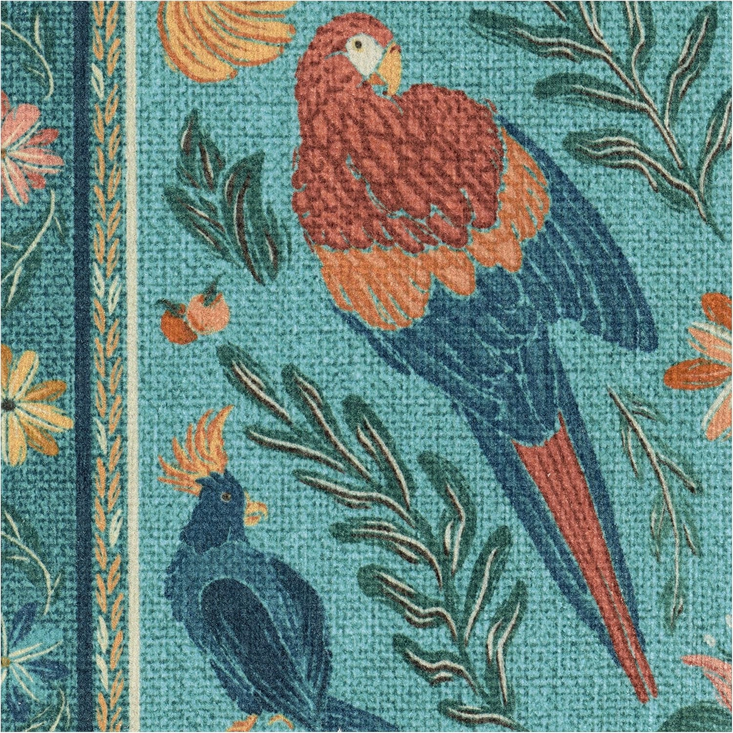 Ruggable Washable 2x7 Runner Rug, Birds Of A Feather Aqua, Premium Modern Rugs for Hallway, Kitchen, Entryway, Living Room, Bedroom, Office with Gripper Non Slip Pad, Iris Apfel