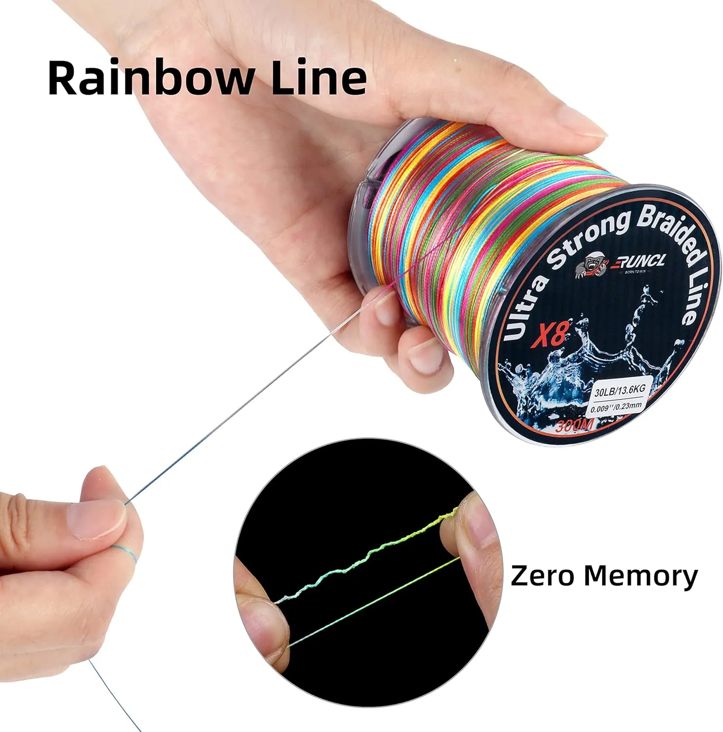 RUNCL 8 Strands Braided Fishing Line - High Visibility Colored Braid Line, Super Strong, Abrasion Resistant, No Stretch, 328yds/546yds/1093yds, 12lb to 100lb for Saltwater or Freshwater Fishing
