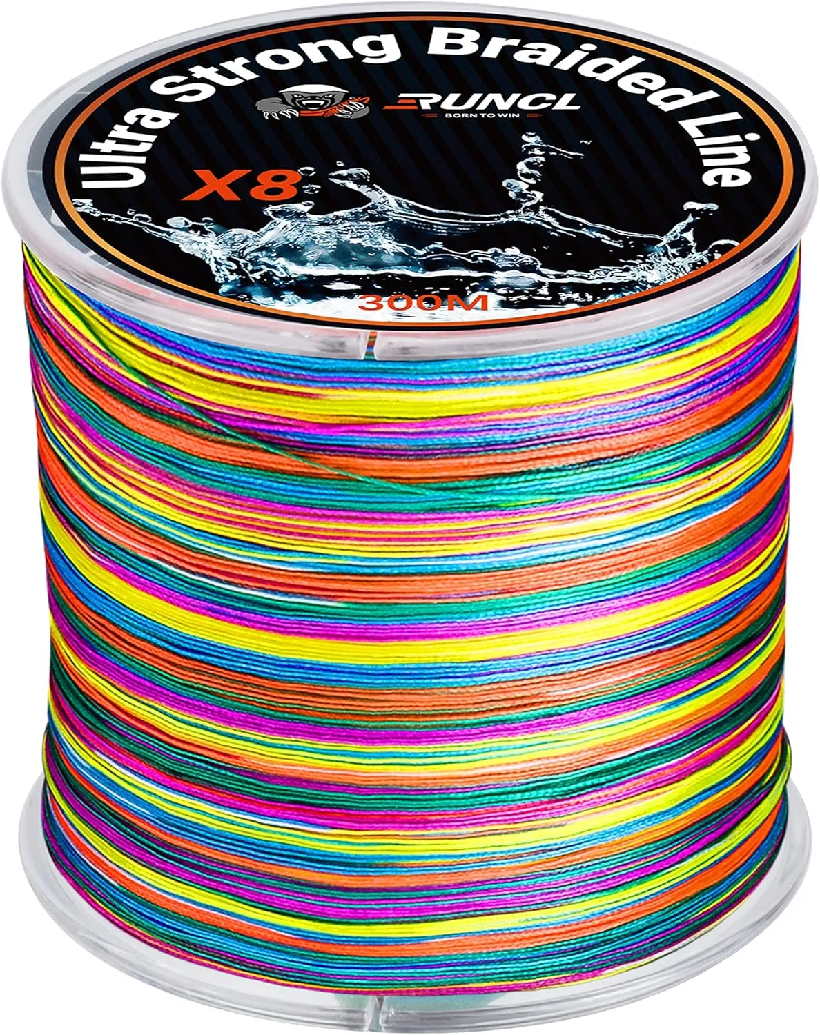 RUNCL 8 Strands Braided Fishing Line - High Visibility Colored Braid Line, Super Strong, Abrasion Resistant, No Stretch, 328yds/546yds/1093yds, 12lb to 100lb for Saltwater or Freshwater Fishing