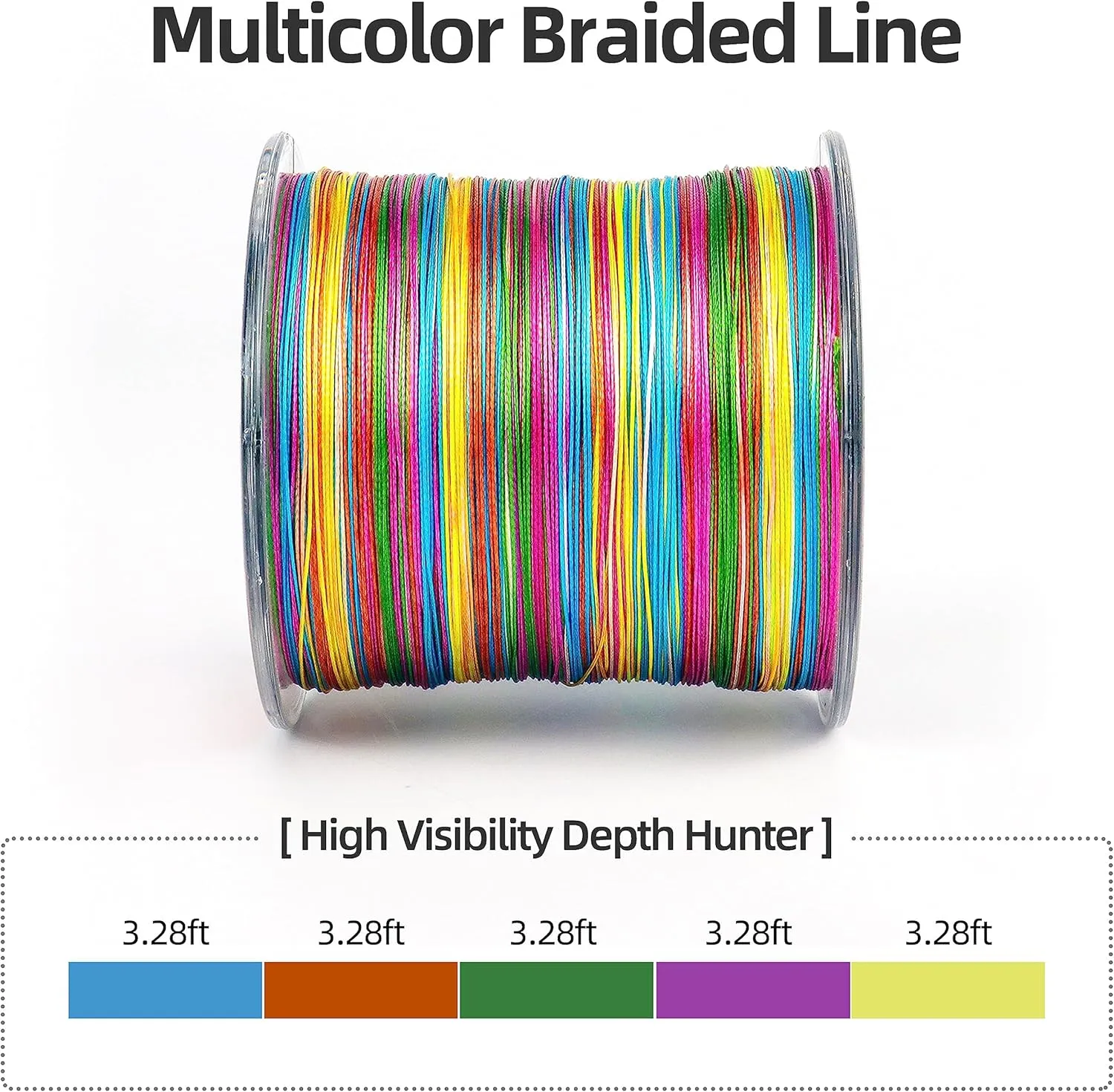 RUNCL 8 Strands Braided Fishing Line - High Visibility Colored Braid Line, Super Strong, Abrasion Resistant, No Stretch, 328yds/546yds/1093yds, 12lb to 100lb for Saltwater or Freshwater Fishing