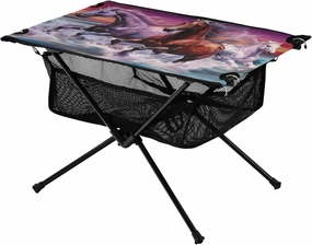 Running Horses Portable Folding Camping Table, Compact Lightweight Beach Table with Carrying Bag for Outdoor Picnics, BBQs, Camp
