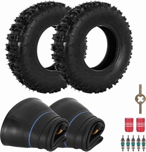 RUTU 4.10/3.50-6 Tires and Inner Tubes 2 Set for Go Kart Chinese ATV Quad Mini Bike Lawn Mower Wheelbarrows 4 Wheelers Snow Blower Tractors Hand Trucks Generators Utility Carts Trolleys 4.10-6 tire