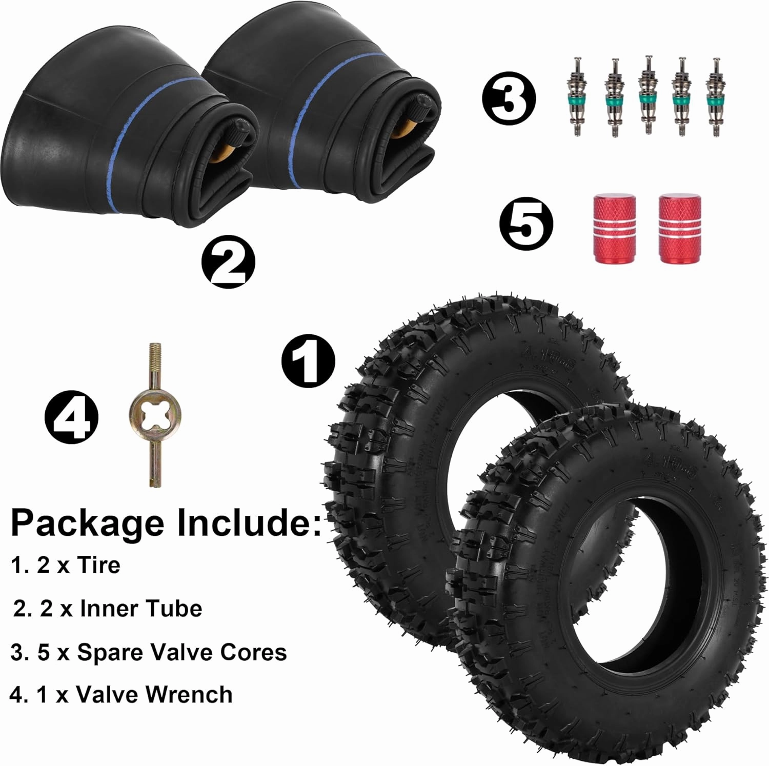 RUTU 4.10/3.50-6 Tires and Inner Tubes 2 Set for Go Kart Chinese ATV Quad Mini Bike Lawn Mower Wheelbarrows 4 Wheelers Snow Blower Tractors Hand Trucks Generators Utility Carts Trolleys 4.10-6 tire