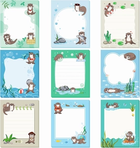 Sabary 9 Pads Cute Sticky Notes Animal Sticky Note Pads 3.15 x 3.94 Inches Colored Adhesive Memo Reminder Decor for Journal School Office Gifts(Otter)