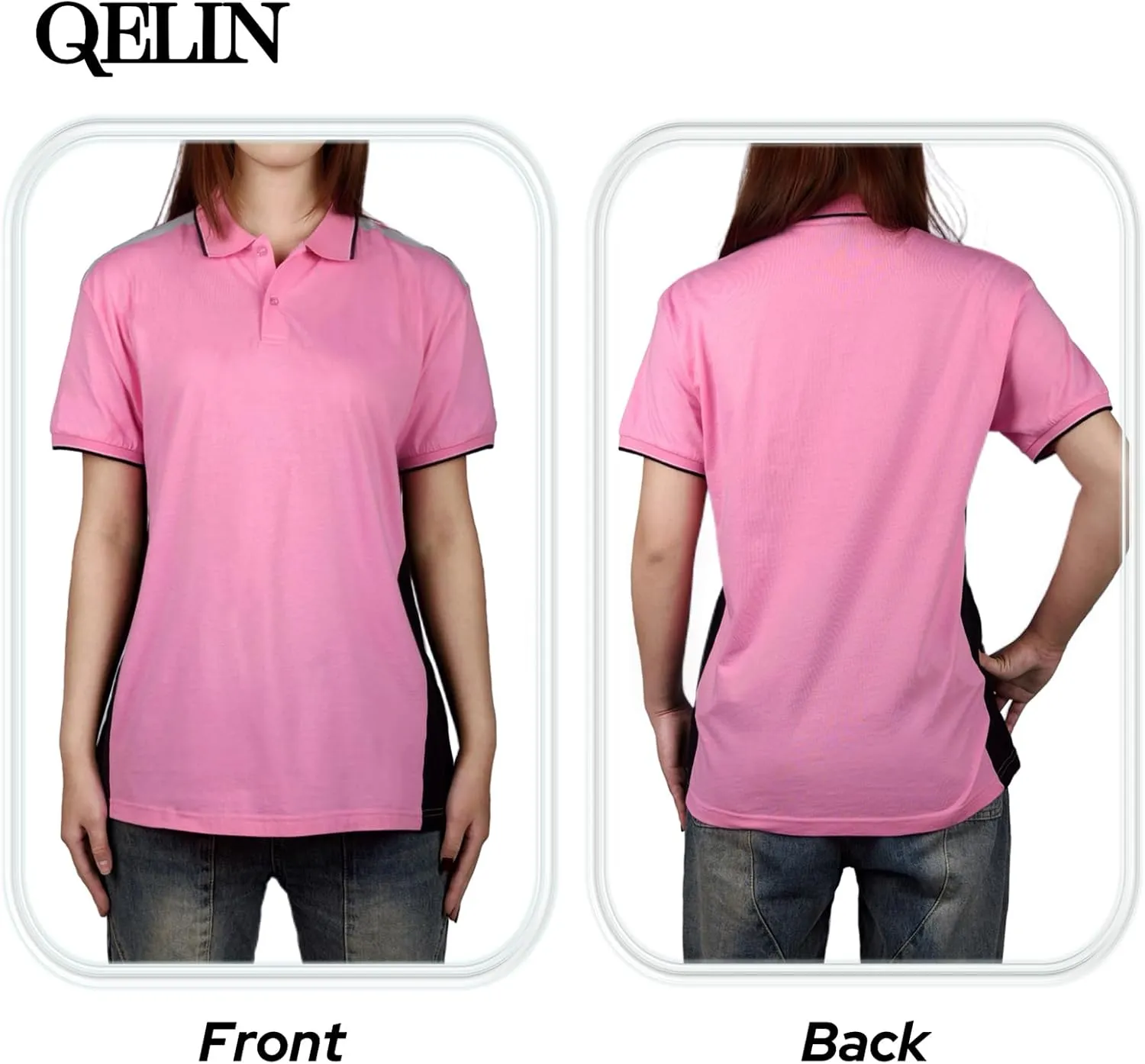 Safety Shirt High Visibility Short Sleeve Reflective Polo Shirts Pink Construction Work T Shirts for Women