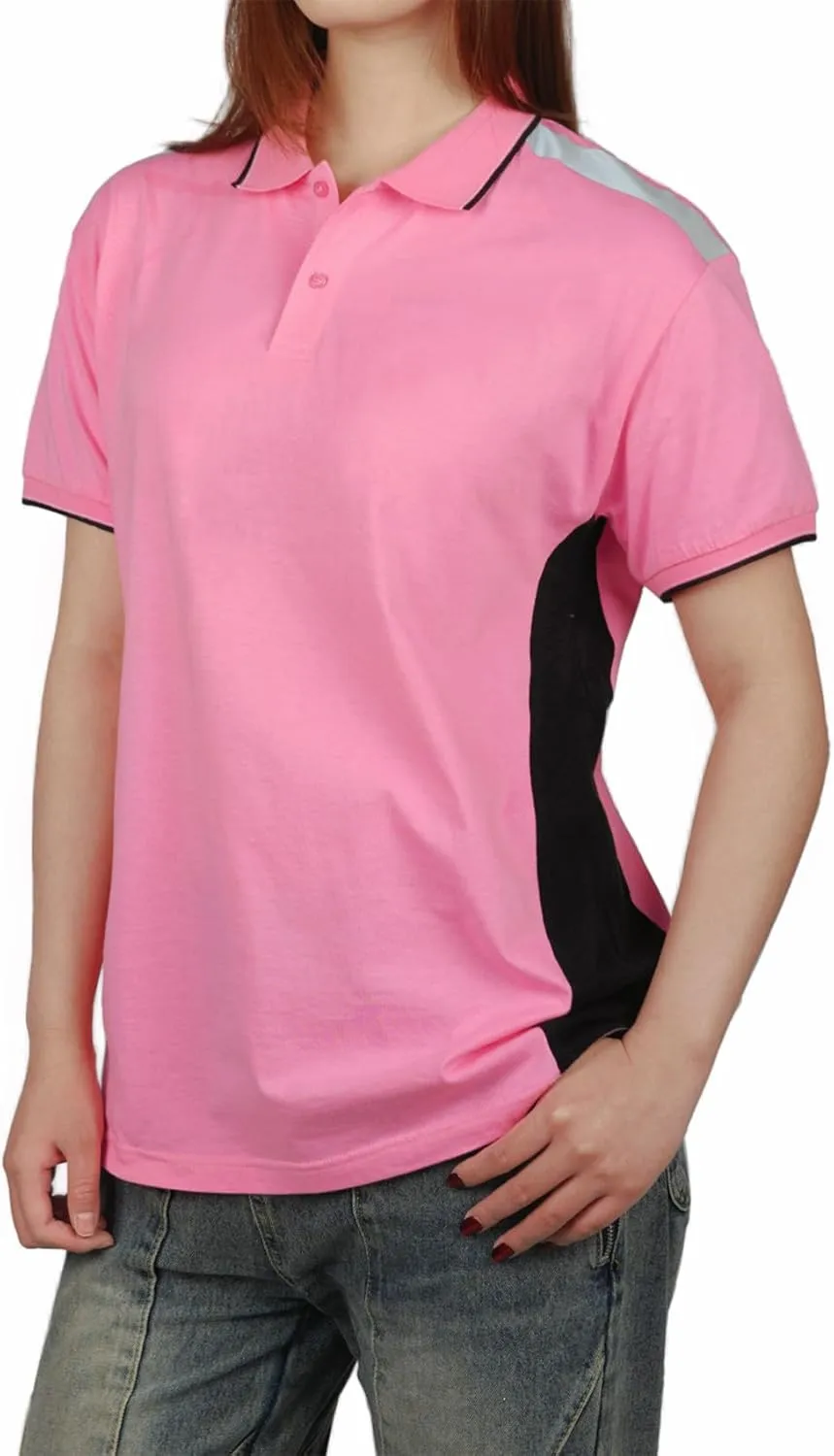 Safety Shirt High Visibility Short Sleeve Reflective Polo Shirts Pink Construction Work T Shirts for Women