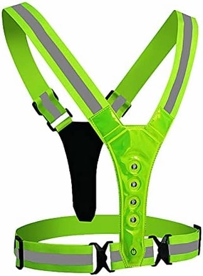 Safety Reflective Vest LED Running Light Adjustable Cycling Vest Night Warning Work Fishing Sports