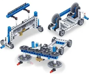 sanjimida Construction Building Blocks Set, Gears and Machinery Puzzle Assembly (Reconnaissance Vehicle   Train Linkage Principle   Sweeper)