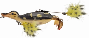 Savage Gear 3D Duck Fishing Bait, 4 1/4 oz, Wood Duckling, Realistic Contours, Colors & Movement, Durable ABS Construction, Versatile Rigging Options, Dual Smash Tails, Dual Treble Hook Configuration