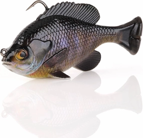 Savage Gear Pulse Tail Bluegill RTF Fishing Bait, 1 oz, Black Gill, Realistic Contours, Colors and Movement, Durable Construction, Heavy-Duty Fishing Hook, Built-in Rattle
