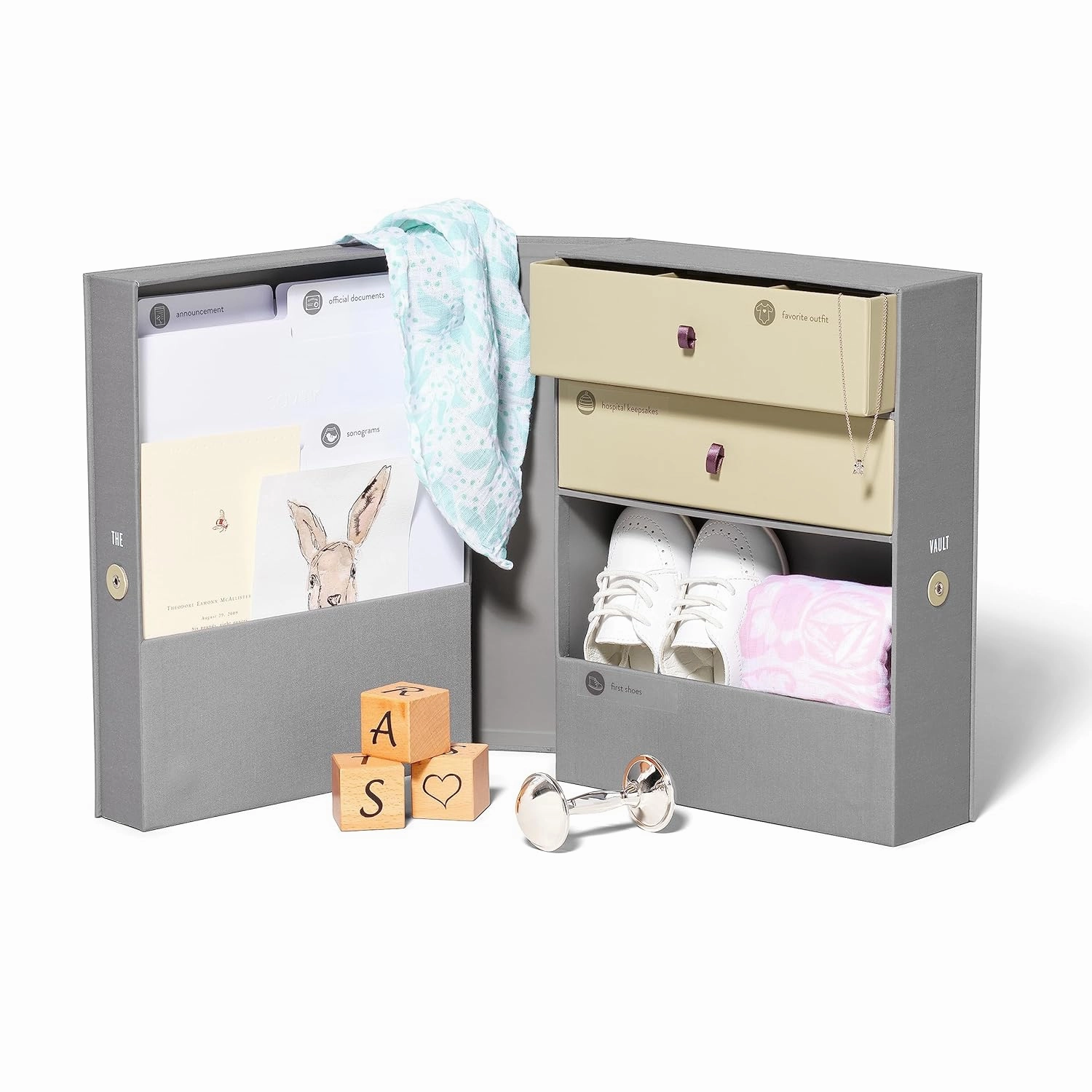 Savor | Baby Keepsake Organizer Box | The Original Fabric Acid-Free Modern Minimalist Gender-neutral Memory Box with Labels | For Pregnancy, Mother’s Day, Baby Shower, New Baby Girl Baby Boy Gifting
