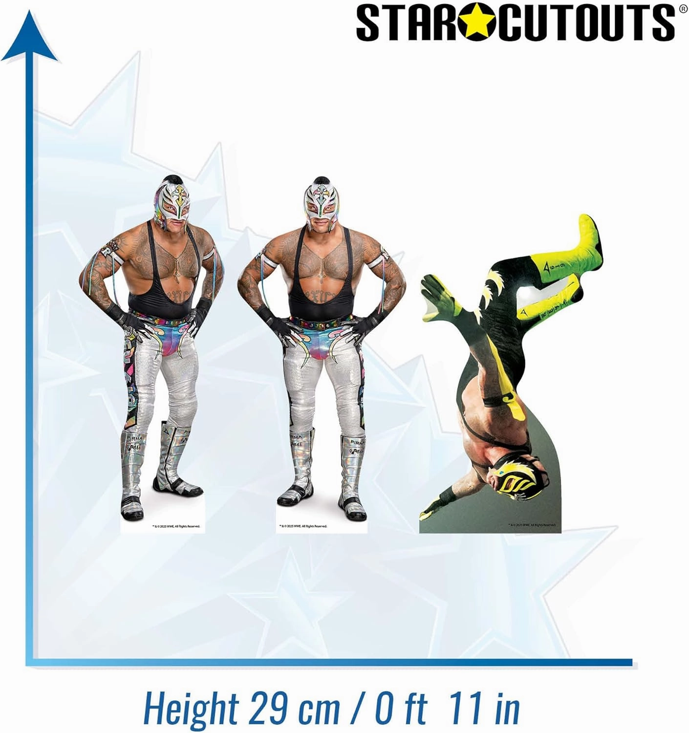 SC4579 Rey Mysterio Three Shelf Top Cardboard Cutouts Height 29cm - Ideal for WWE Theme, Parties, Birthdays & Fans, Room Decorations & Events