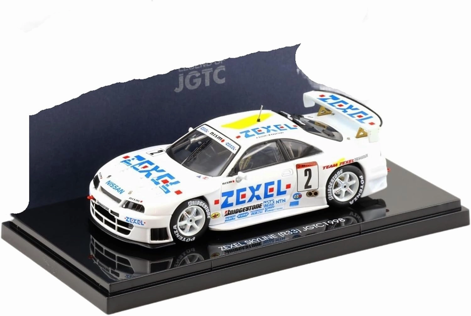 Scale Model Alloy 1:43 Ebbro for Nissan Skyline R33 ZEXEL #2 JGTC 1998 GTR Rally Car Model Collection Coupe Simulation