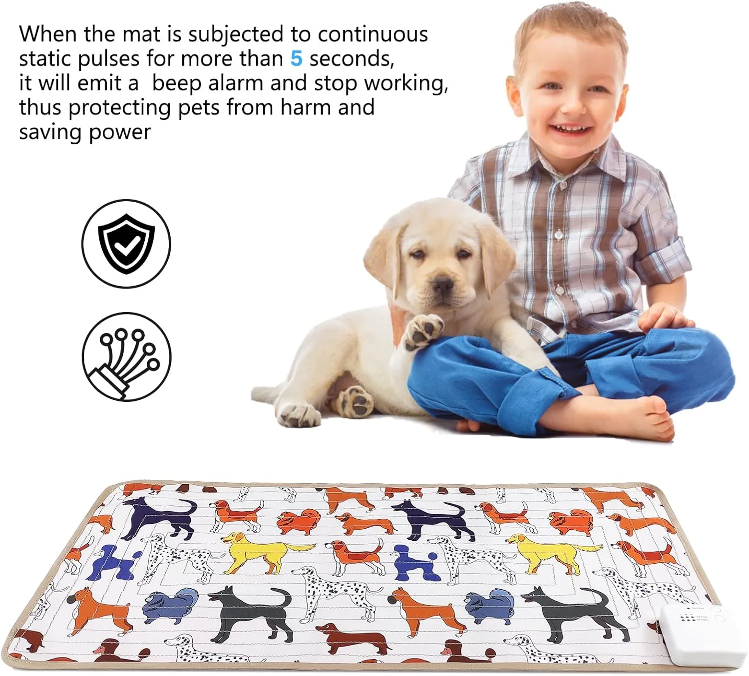 Scat Shock Mat for Dogs and Cats, Safe Shock Training Pads Indoor, Electric Repellent Mat Keeps Pets Off Couch, Sofa, Counter Top, 3 Training Modes, 32" x 15" USB-C Charge