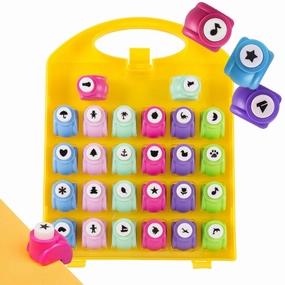 Scrapbook Paper Punch 26pc Mini Paper Hole Punchers w Case - All Different Crafting Designs Hole Punch for Greeting Cards, Scrapbooking, Arts & Crafts, Projects for Kid & Adults, Gift