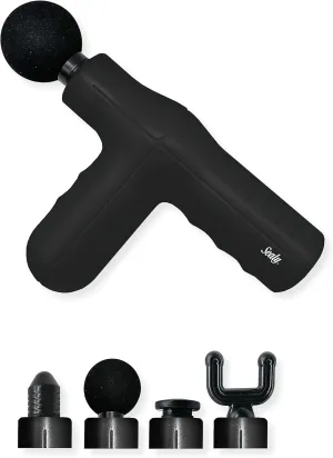 Sealy SL-HW-MA-101-BK Dual Grip Mini Massager, Black; 5-Speed high-Frequency Vibration; 4 Interchangeable Massage Heads; Dual Grip Handles; 4-Hour Charge Time; Rubberized Coating; Noiseless Operation