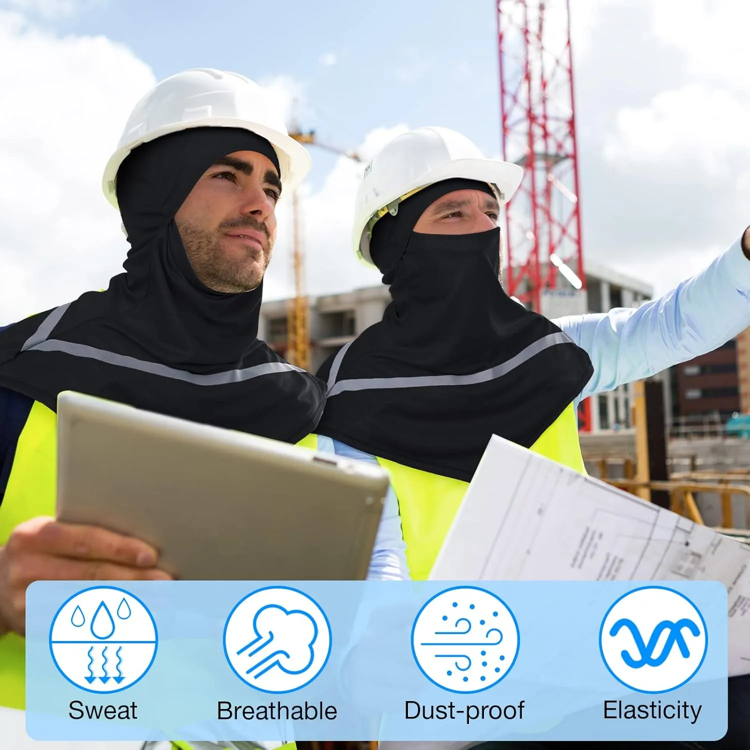 Seematn 4 Pcs Balaclava Sun Men Face Mask UV Protection with Reflective Strip for Construction Work Neck Covers Summer